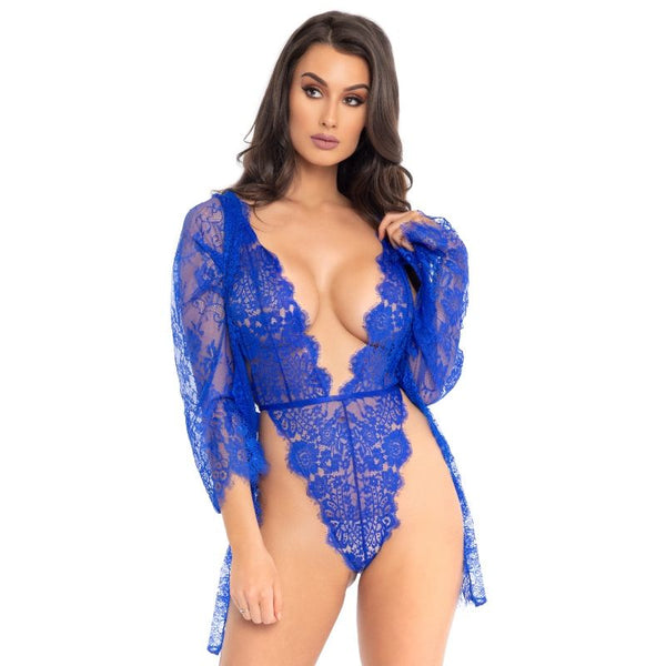 LEG AVENUE - TEDDY AND ROBE BLUE M