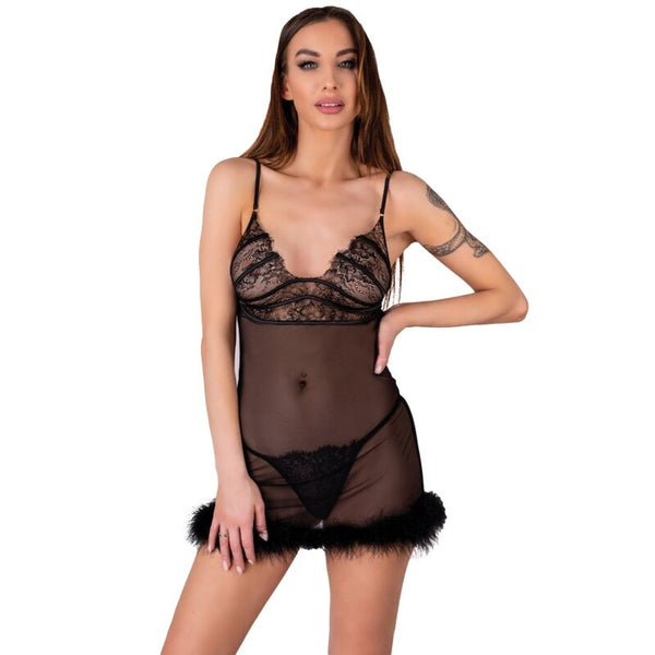 LIVCO CORSETTI FASHION - ZERUNAM SET BABYDOLL + BLACK THONG