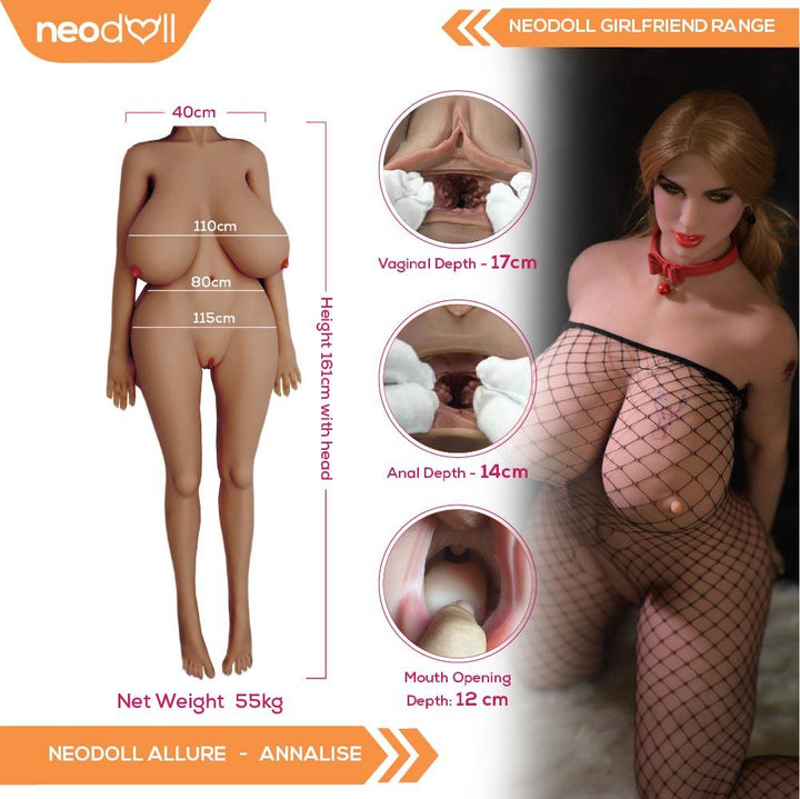 Neodoll Allure Annalise - Realistic Sex Doll - Fat Body - 161cm - Tan - Lucidtoys