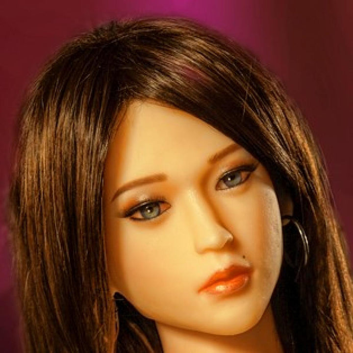 SoulMate Dolls - Silicone Sex Doll Heads - Implanted hair- M16 Compatible - Light Brown - Lucidtoys